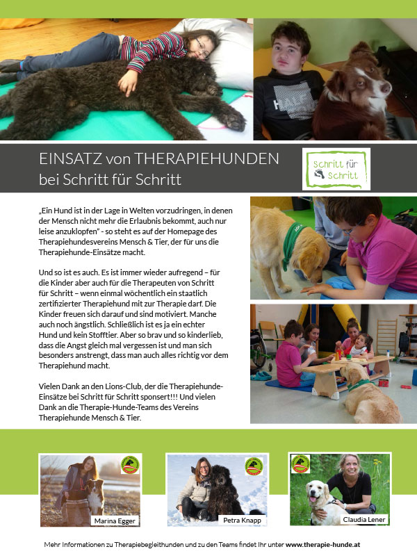 Schritt für Schritt Therapiehunde Infofolder 