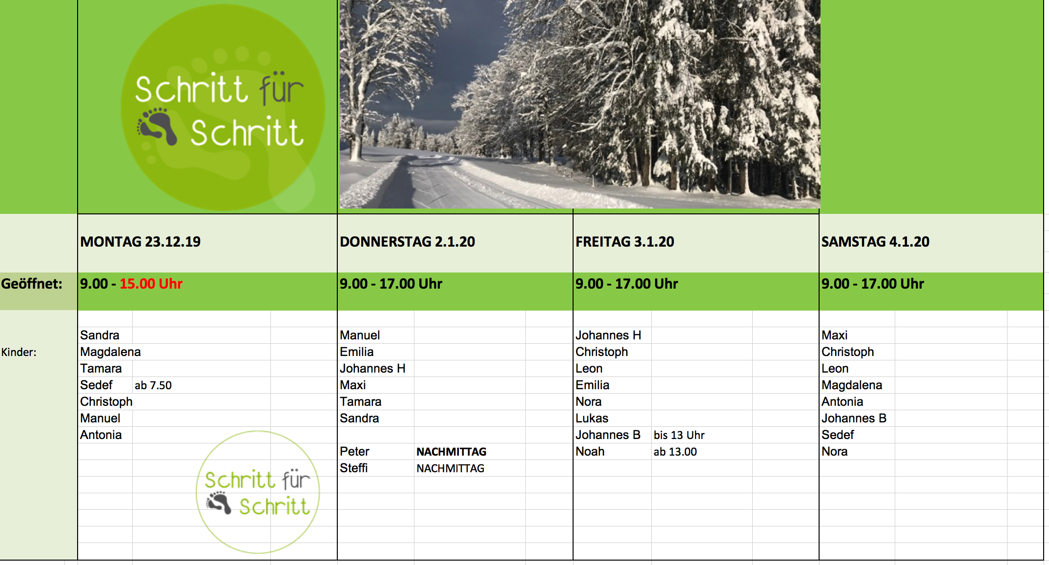 intensivtherapie weihnachtsferien 2029-2020 Intensivtherapien in den Semesterferien 2019